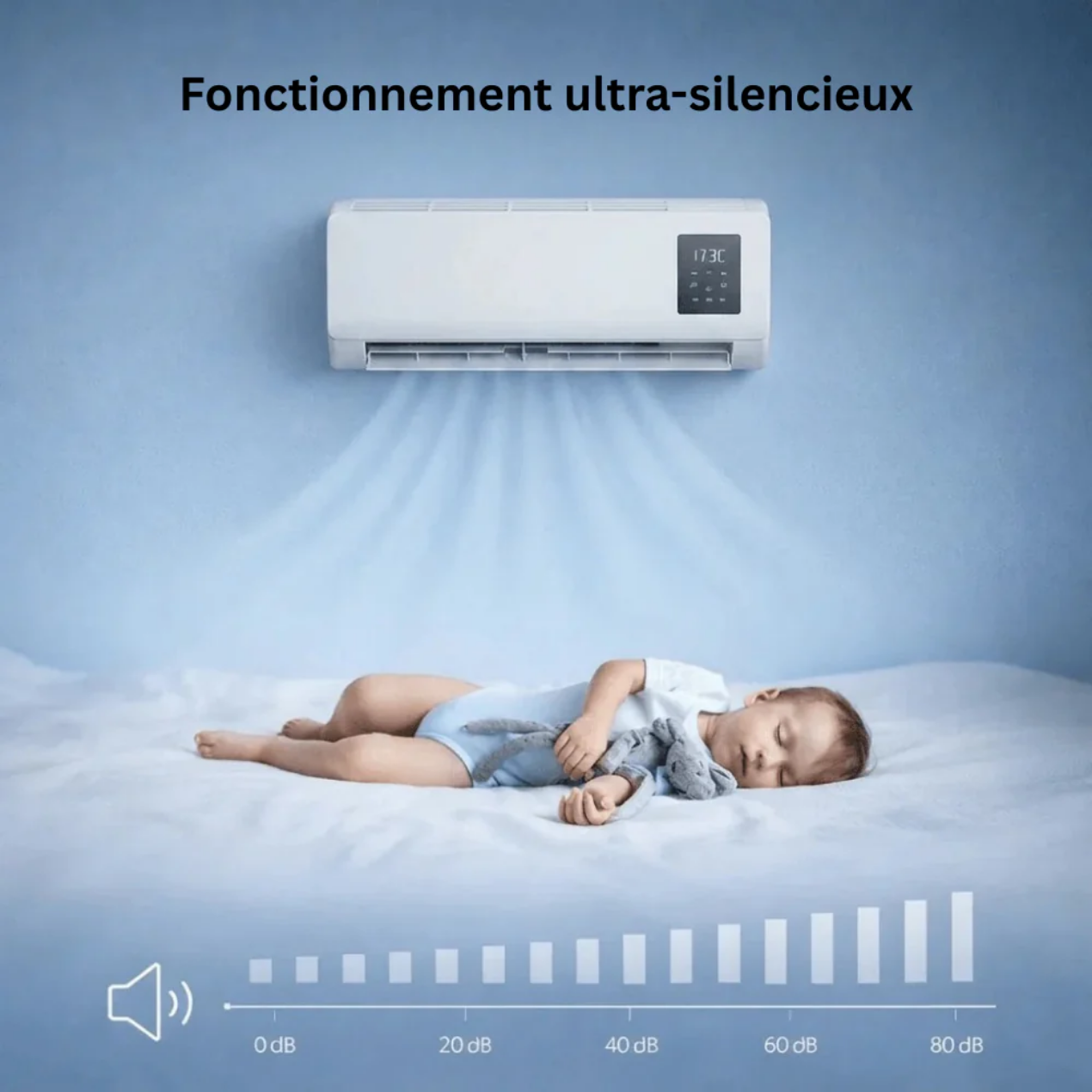 Climatiseur Mural Mobile 4-en-1 – Froid, Chaud, Ventilation & Déshumidification | Silencieux, Minuterie, LCD