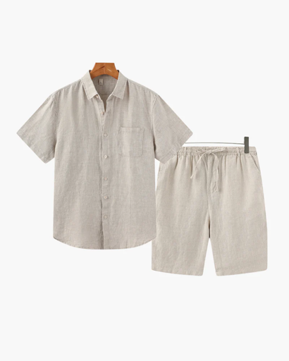 Ensemble Estival Homme – Chemise Courte à Col Classique & Short Décontracté
