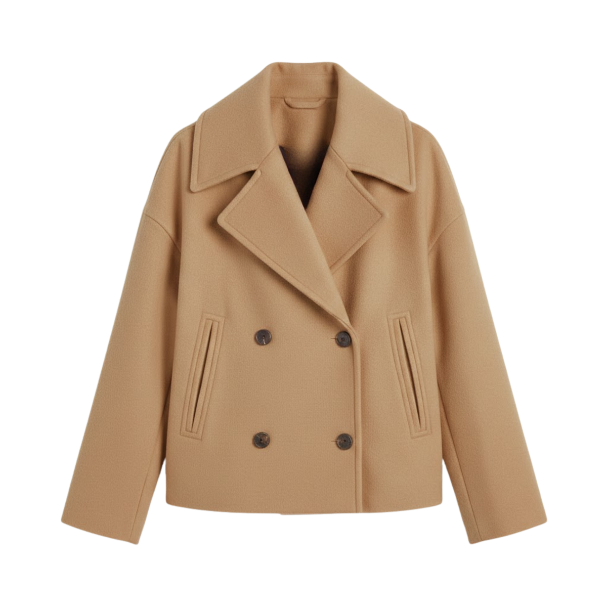 caban court en laine femme, coloris marron