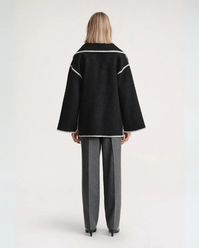 Manteau Chaud Femme – Élégant Manteau en Laine avec Col Écharpe
