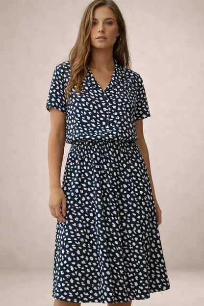Robe Midi Femme Imprimée – Robe Fluide Avec Taille Ajustable