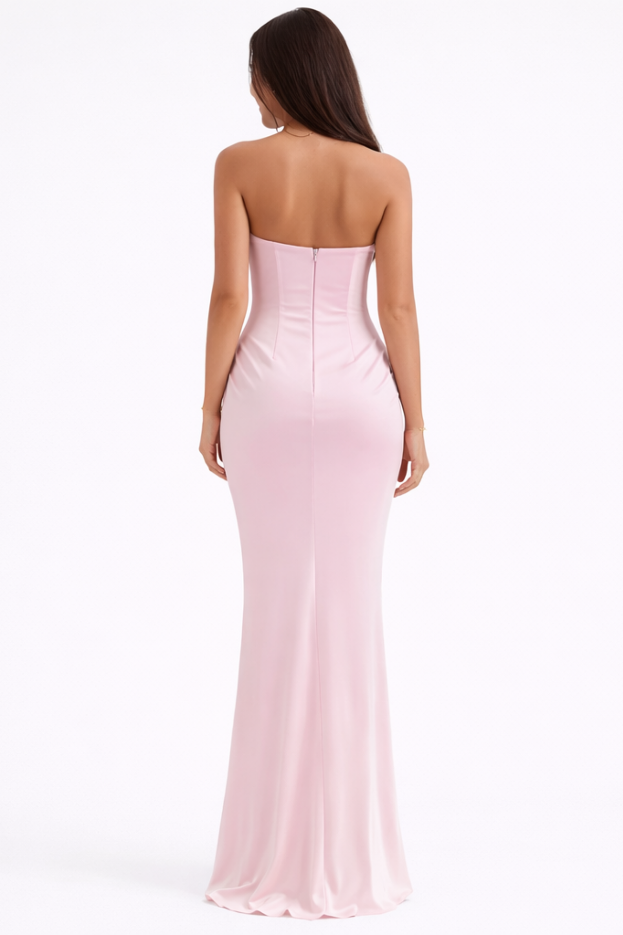 Robe Longue Bustier Soirée Cocktail Glamour – Marron