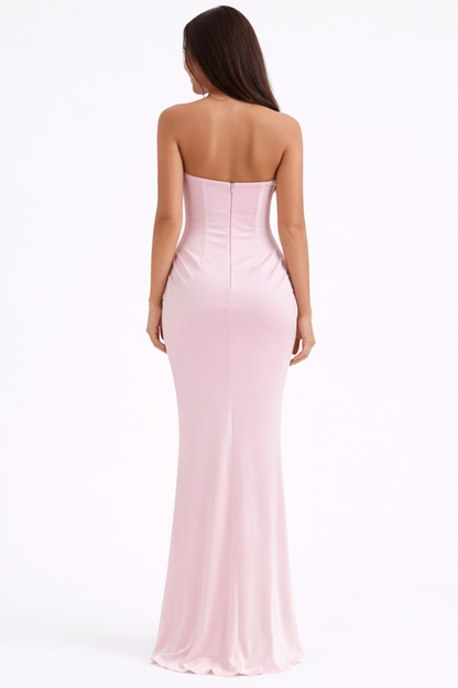 Robe Longue Bustier Soirée Cocktail Glamour – Marron
