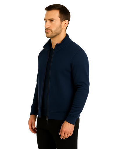 Veste Homme Zippée en 100% Coton avec Col Montant – Casual Chic et Confortable