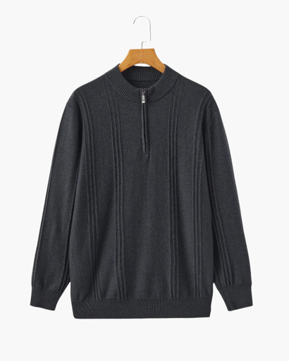 Pull homme Ribbed Half Zip avec effet cachemire et tissu doux