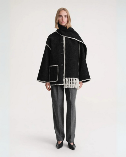Manteau Chaud Femme – Élégant Manteau en Laine avec Col Écharpe