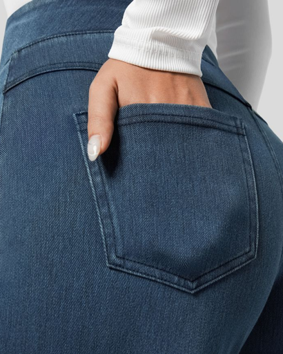 Jean Femme Taille Haute Élastique | Coupe Large et Confort Moderne