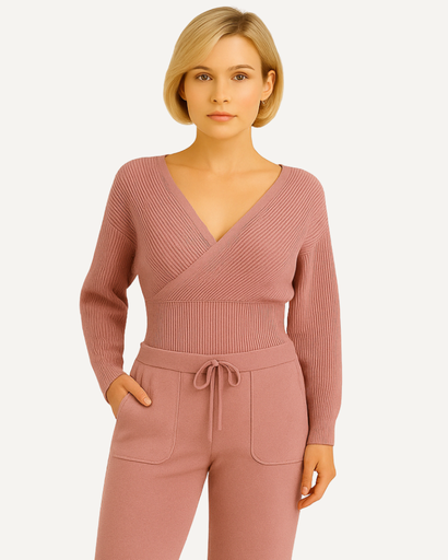 Ensemble Femme Tricoté 2 Pièces | Off-Shoulder & Taille Haute