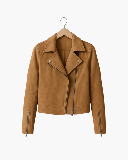 Blouson biker femme zippé, détail des fermetures