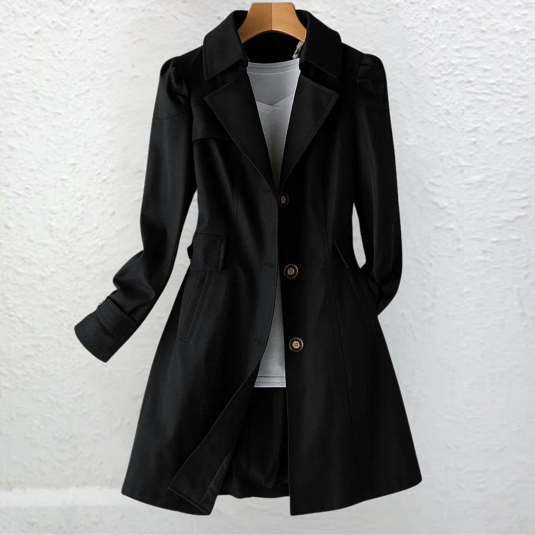 trench-coat femme noir, vue de face