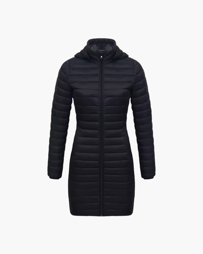 Manteau long matelassé à capuche pour femme