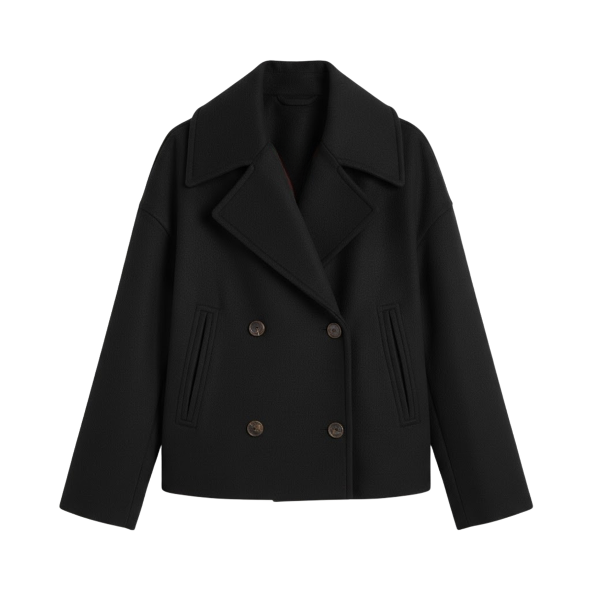 caban court en laine femme, coloris noir