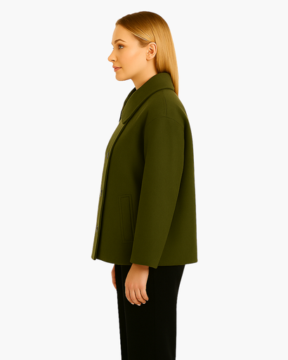 Manteau Femme Oversize en Laine Mélangée – Élégant avec Col Revers et Manches Chauve-Souris