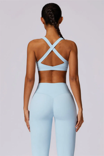 Ensemble Sport Femme Dos Croisé – Brassière et Legging Taille Haute Sculptant