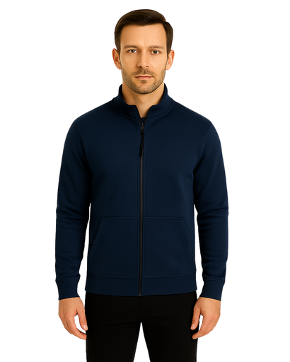 Veste Homme Zippée en 100% Coton avec Col Montant – Casual Chic et Confortable