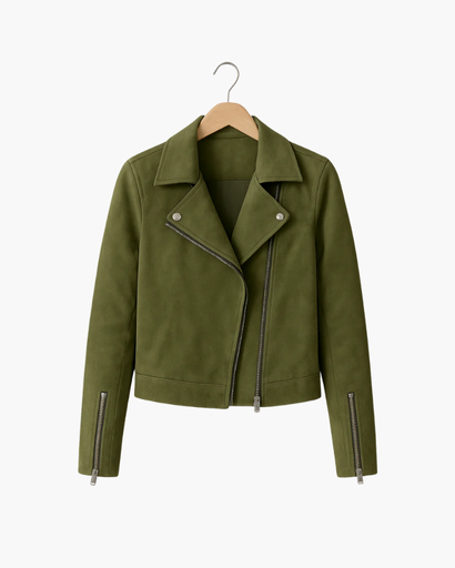 Blouson biker femme zippé, vue de face