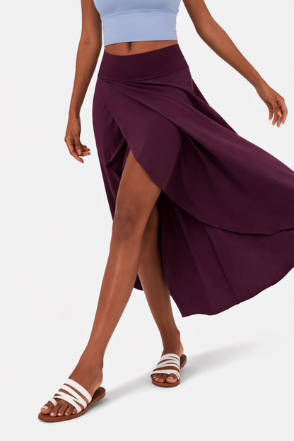 Jupe Maxi Femme Satin Taille Haute – Fente Latérale & Coupe Croisée | Soirée Élégante