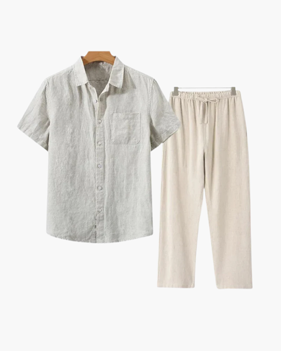 Ensemble Estival Homme – Chemise Courte à Boutons & Pantalon Ample