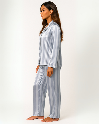 Pyjama Femme en Satin Rayé – Chic, Confortable & Élégant pour la Nuit