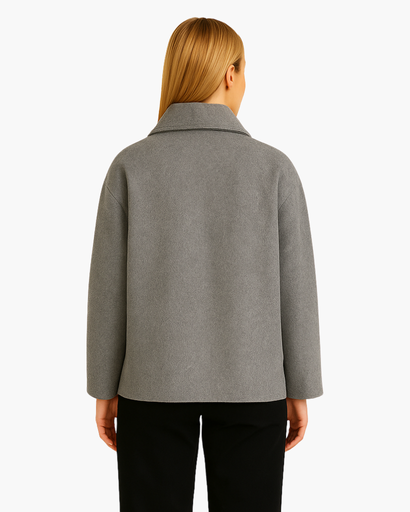 Manteau Femme Oversize en Laine Mélangée – Élégant avec Col Revers et Manches Chauve-Souris