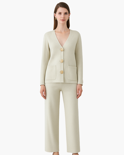 Ensemble Femme 2 Pièces avec Grands Boutons Dorés – Chic & Confortable