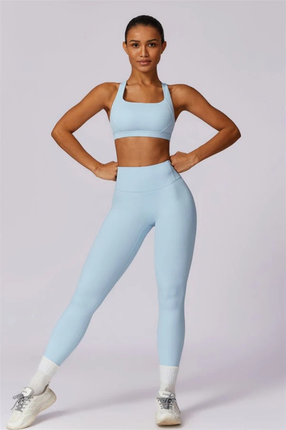 Ensemble Sport Femme Dos Croisé – Brassière et Legging Taille Haute Sculptant