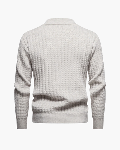 Pull homme à maille côtelée légère, col montant et confortable
