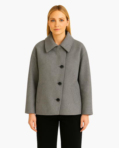Manteau Femme Oversize en Laine Mélangée – Élégant avec Col Revers et Manches Chauve-Souris