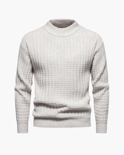 Pull homme à maille côtelée légère, col montant et confortable