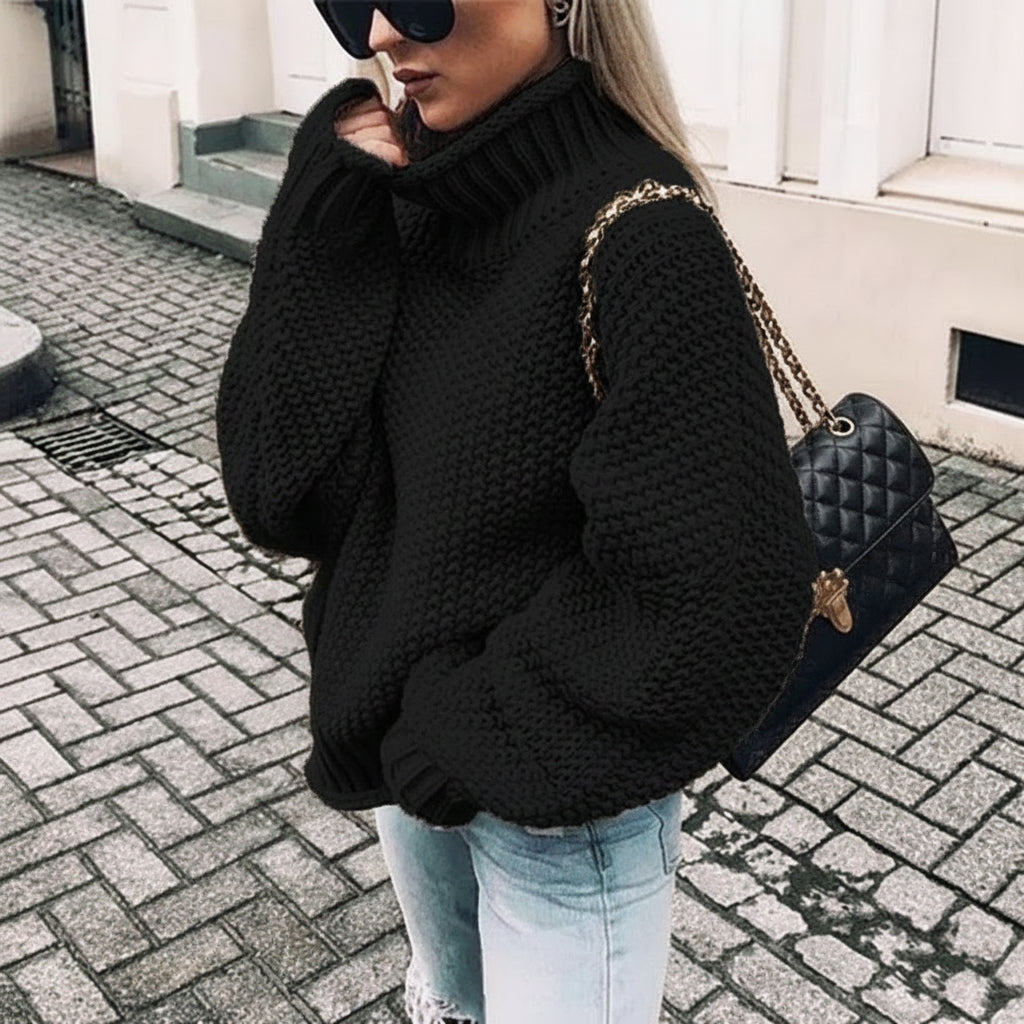 Pull en maille oversize avec col montant pour femme