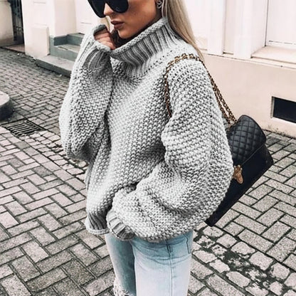Pull en maille oversize avec col montant pour femme