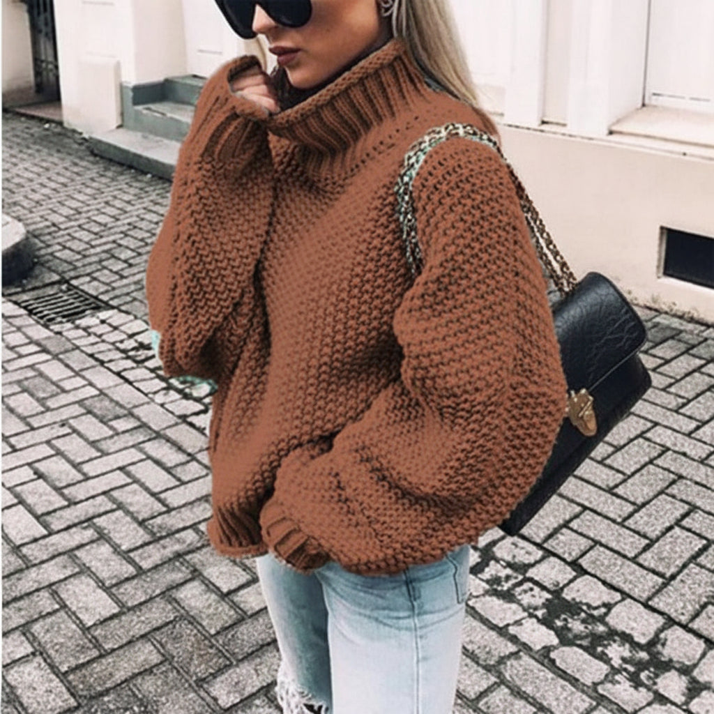 Pull en maille oversize avec col montant pour femme