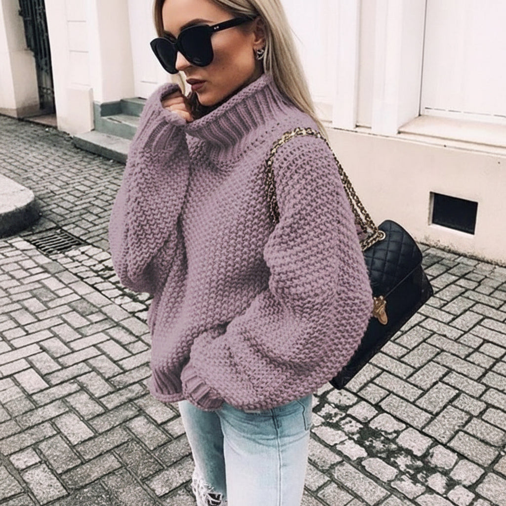 Pull en maille oversize avec col montant pour femme