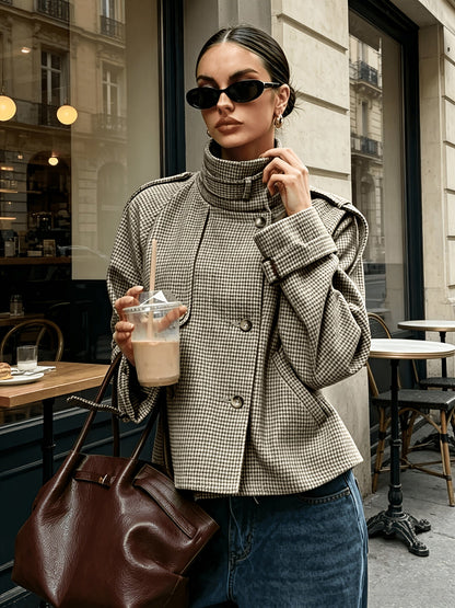 Veste femme carreaux khaki, vue de dos