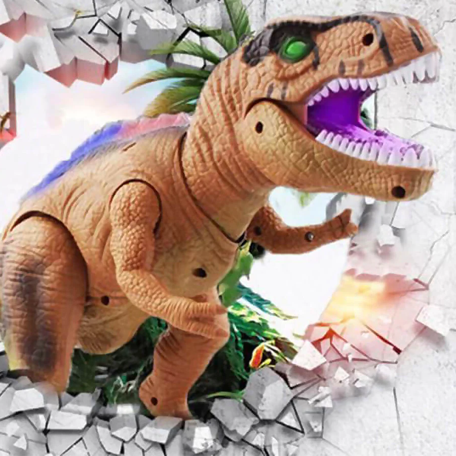T-Rex télécommandé, vue de profil montrant les détails de la tête lumineuse