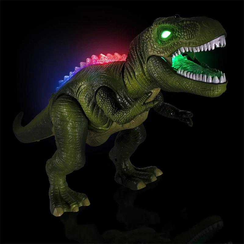 T-Rex télécommandé, gros plan sur les effets lumineux LED des yeux et de la gueule