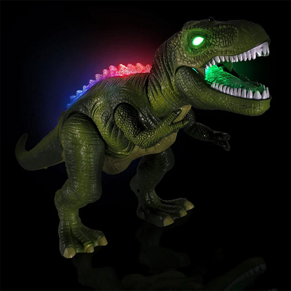 T-Rex télécommandé, gros plan sur les effets lumineux LED des yeux et de la gueule
