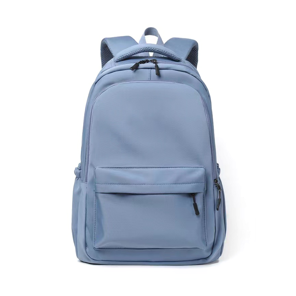Sac à dos scolaire en polyester, vue de face, coloris bleu