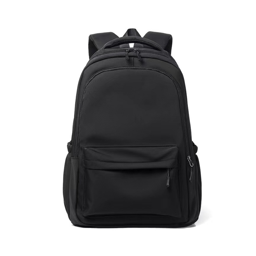 Sac à dos scolaire en polyester, vue de face, coloris noir