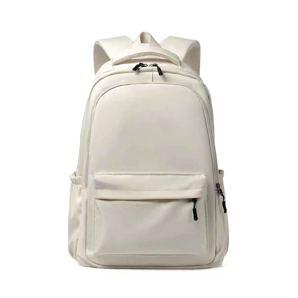 Sac à dos scolaire en polyester, vue de face, coloris blanc