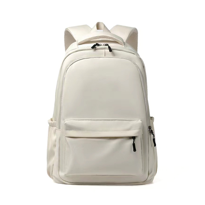 Sac à dos scolaire en polyester, vue de face, coloris blanc