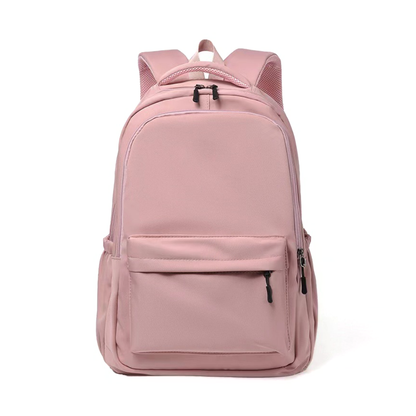 Sac à dos scolaire en polyester, vue de face, coloris rose