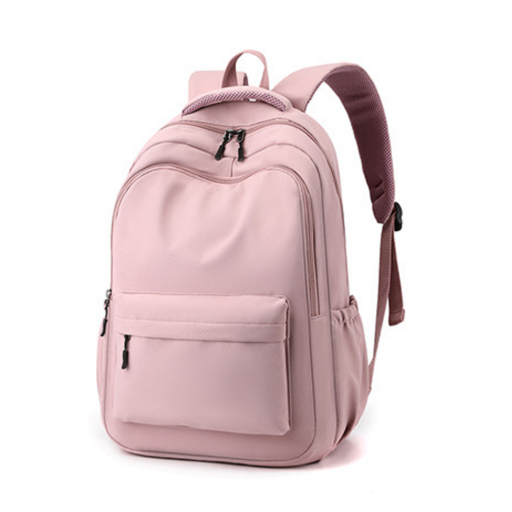 Sac à dos scolaire en polyester, vue de dos avec bretelles matelassées, coloris bleu