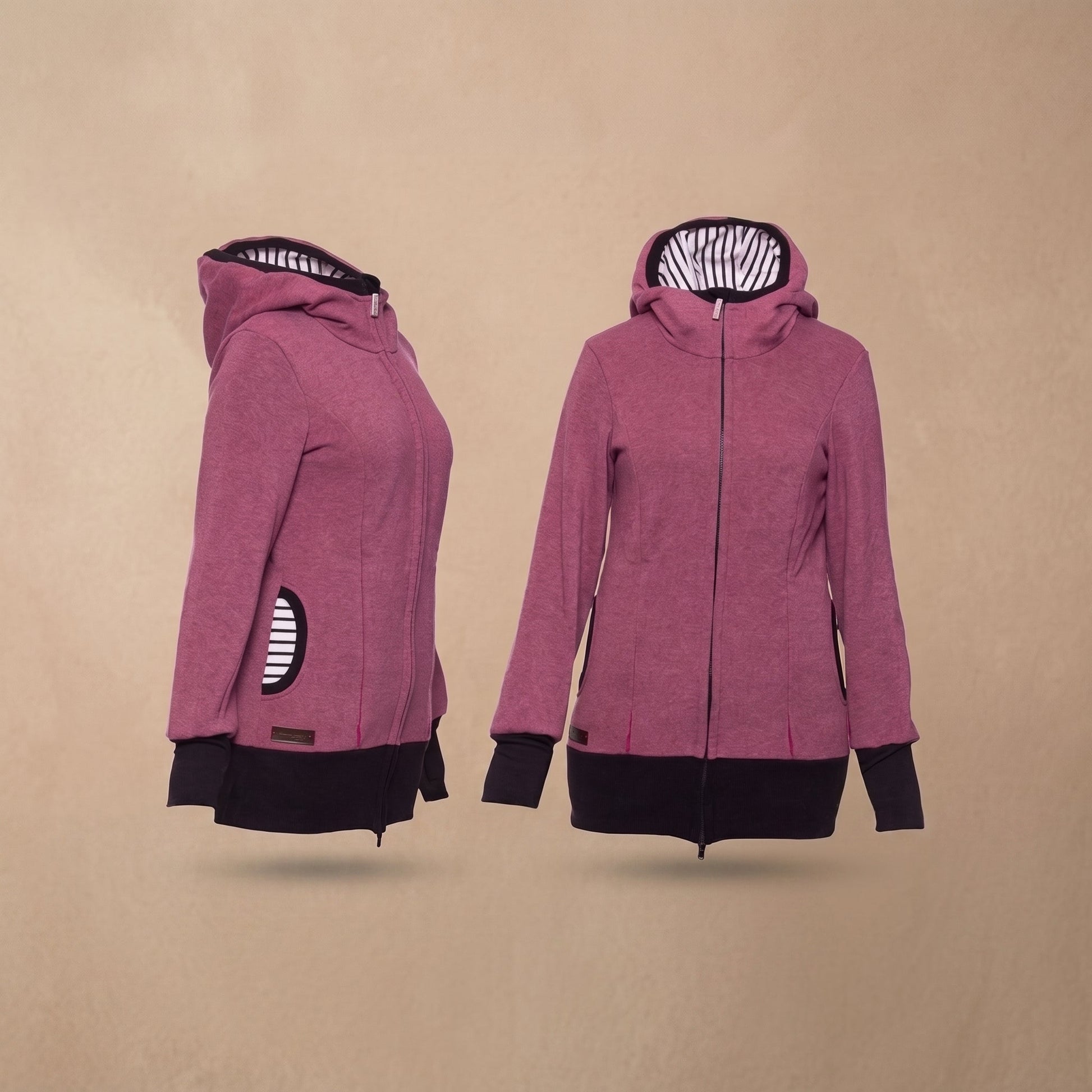 Sweat à capuche de portage kangourou, détail de la doublure intérieure douce