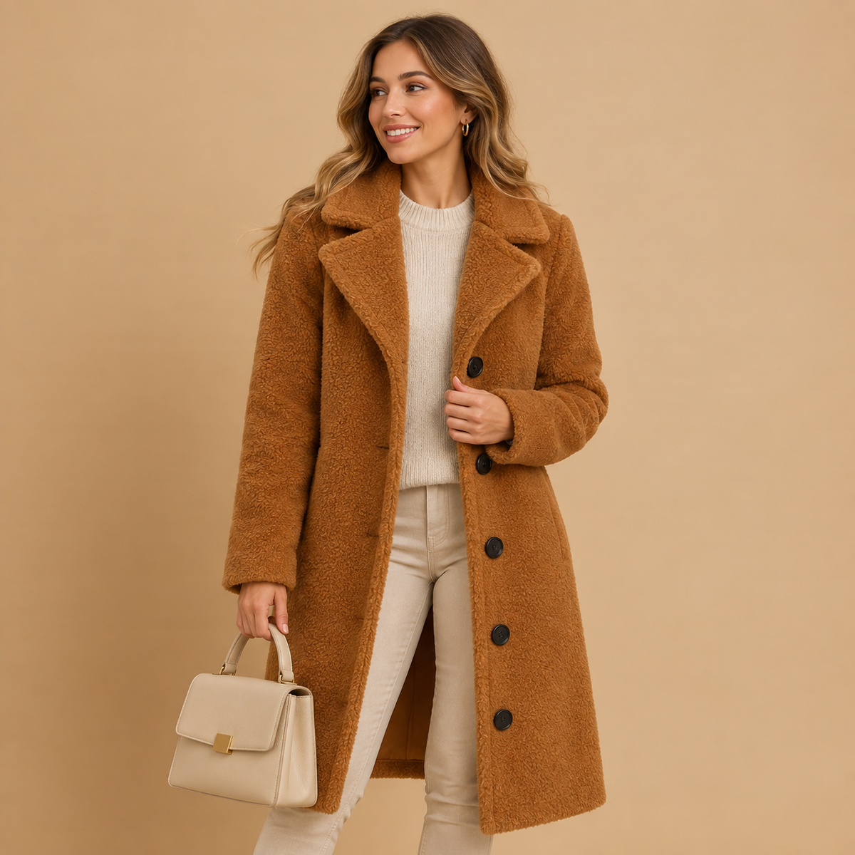 Manteau femme longue avec fermeture à boutons