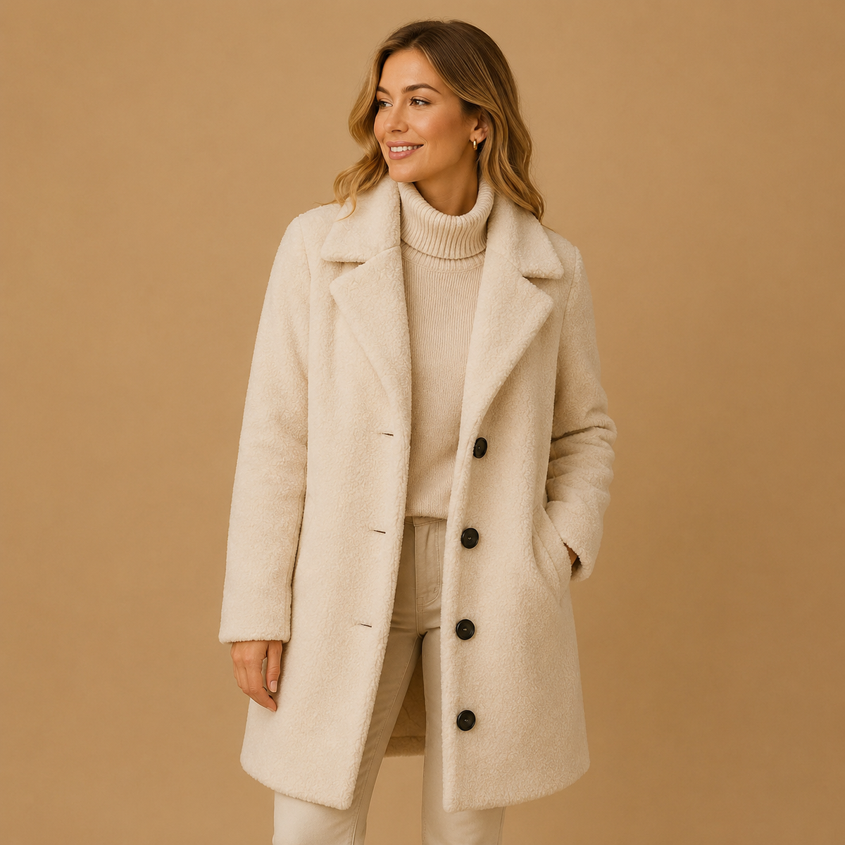 Manteau femme longue avec fermeture à boutons