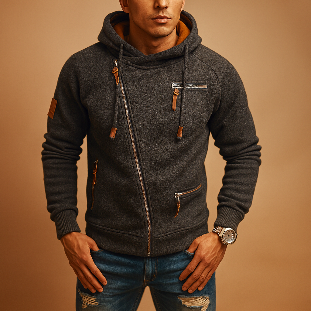 Veste à Capuche Zippée Homme Dirk - Coupe Urbaine et Poches Pratiques