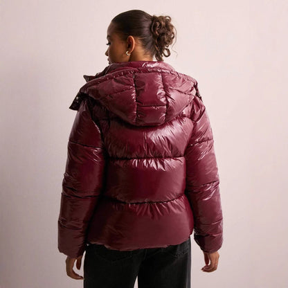 Doudoune Brillante Femme avec Capuche Amovible