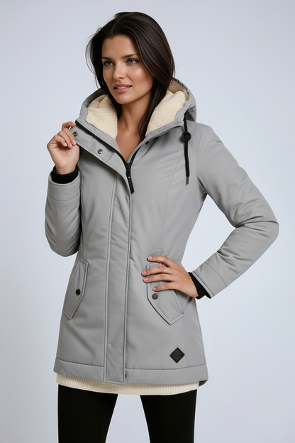 Parka hivernale pour femme avec capuchon en fleece et coupe cintrée