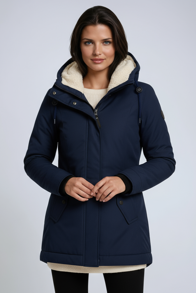 Parka hivernale pour femme avec capuchon en fleece et coupe cintrée